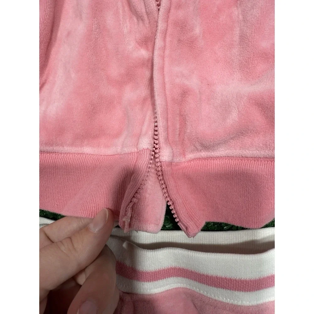 Ralph Lauren Baby Girl Track Suit 2 Piece 12m Pink Velour Hoodie Pants Pony Y2K